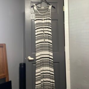 Large first love, black and white striped dress